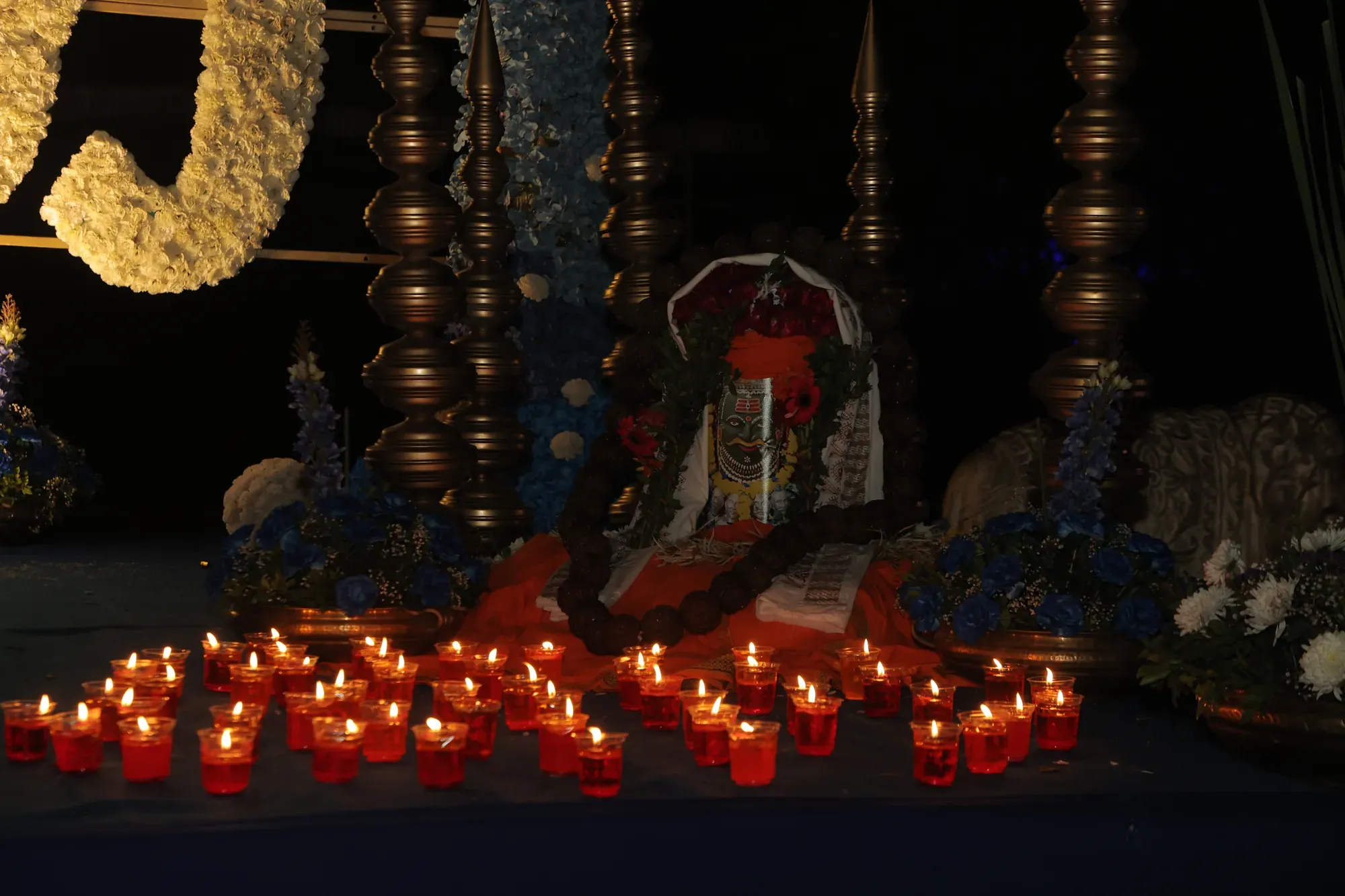 Rudralok - Shiva shrine lit by candles